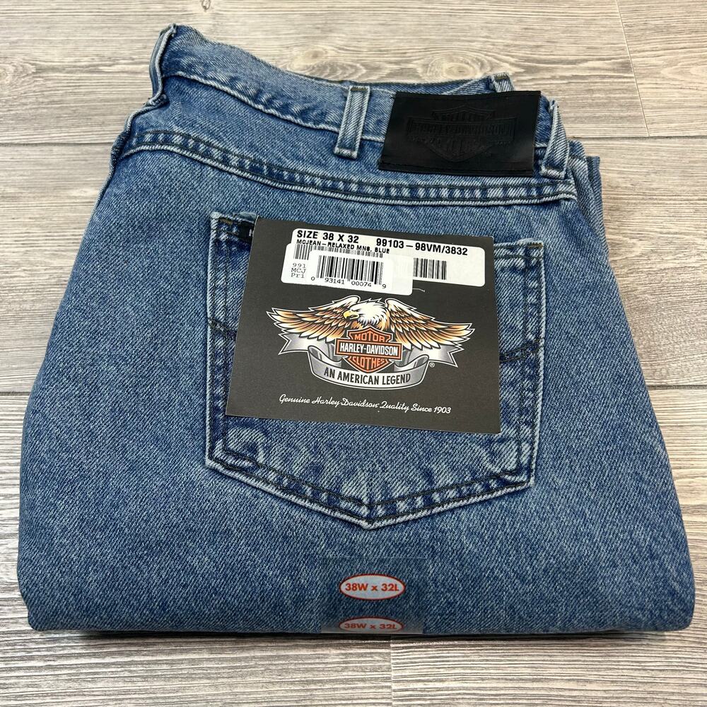 Harley-Davidson 38x32 Relaxed Fit Jeans Blue Denim NWT Biker 99103-98VM